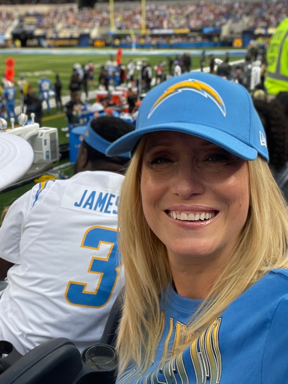Official Los Angeles Chargers Girls or Women Cropped Tee | Blue and Yellow - Picture 3 of 14